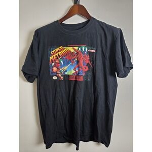 Super Metroid Nintendo Mens XL Black Graphic T Shirt Video Game Retro